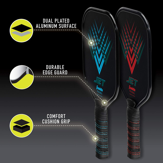 Franklin Jet Aluminum Pickleball Paddle and Ball Set (2 Paddles & 2 Pickleballs)