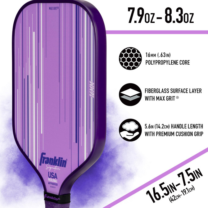 Franklin Sports Signature Series Pro Pickleball Paddle (Lilac, 16mm)
