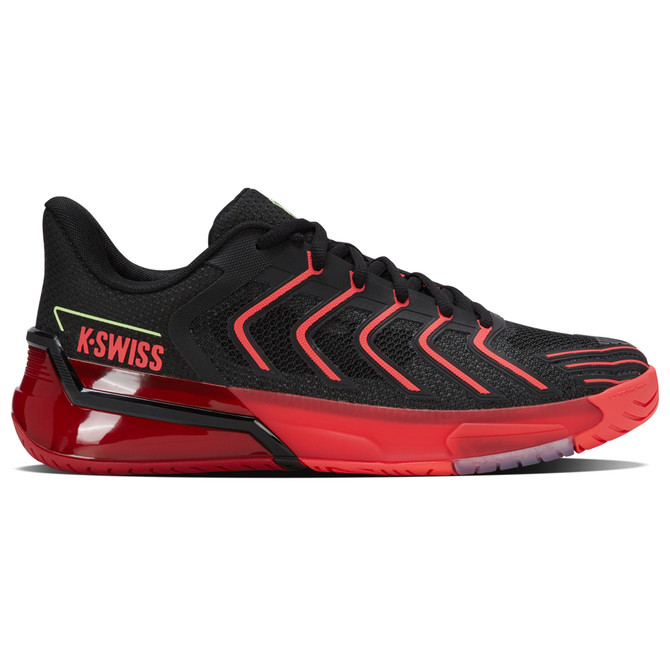 K-Swiss Men's Ultrashot 4 Tennis Shoe (Black/Neon Lava/Chili Pepper)
