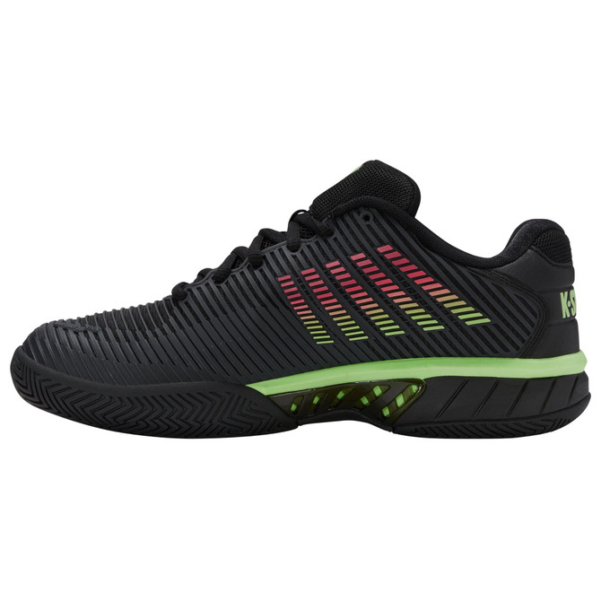 K-Swiss Men's Hypercourt Express 2 Tennis Shoe (Black/Soft Neon Green/Neon Lava)