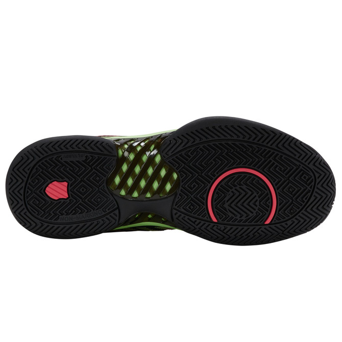 K-Swiss Men's Hypercourt Express 2 Tennis Shoe (Black/Soft Neon Green/Neon Lava)