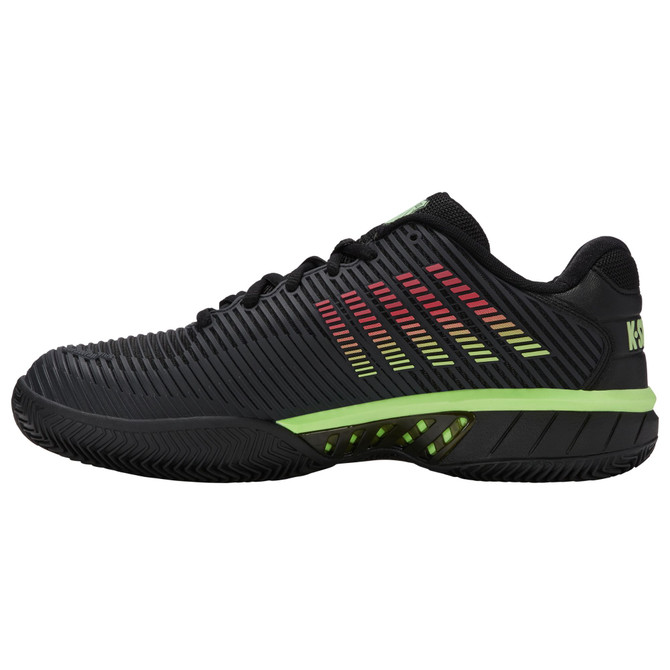 K-Swiss Men's Hypercourt Express 2 HB (Clay) Tennis Shoe (Black/Soft Neon Green/Neon Lava) 
