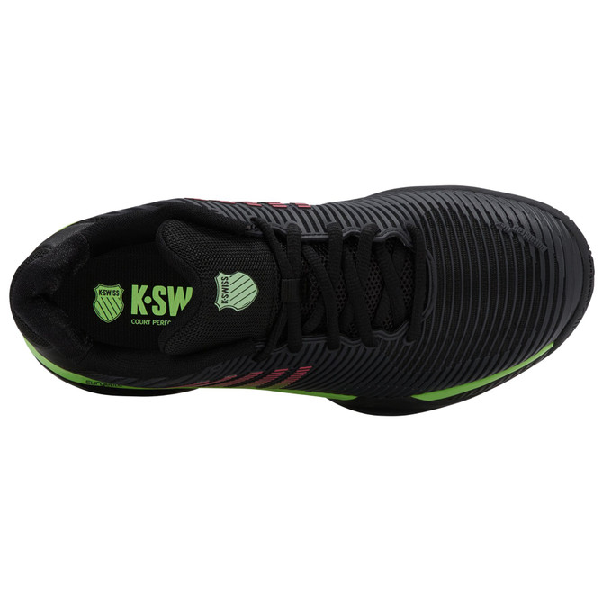K-Swiss Men's Hypercourt Express 2 2E Tennis Shoe (Black/Soft Neon Green/Neon Lava)