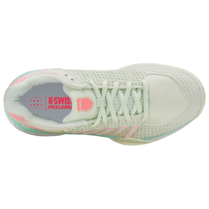 K-Swiss Women's Express Light Pickleball Shoe (Ice/Honeydew/Neon Pastel Pink)..