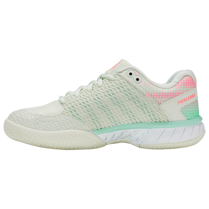 K-Swiss Women's Express Light 2E Pickleball Shoe (Ice/Honeydew/Neon Pastel Pink).