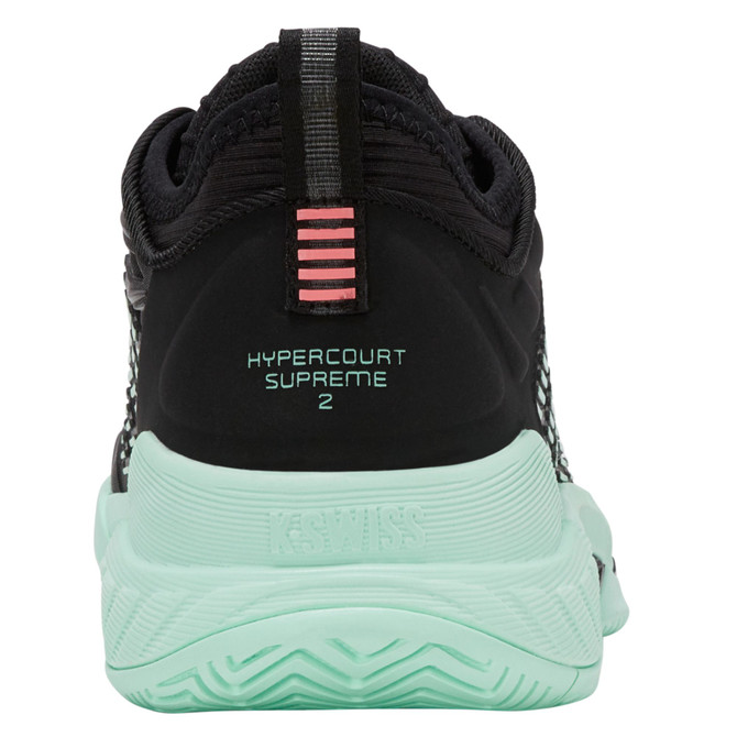 K-Swiss Women's Hypercourt Supreme 2 Tennis Shoe (Black/Neon Mint)