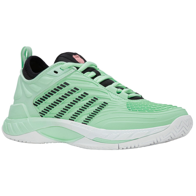 K-Swiss Women's Hypercourt Supreme 2 Tennis Shoe (Neon Mint/Black/White).