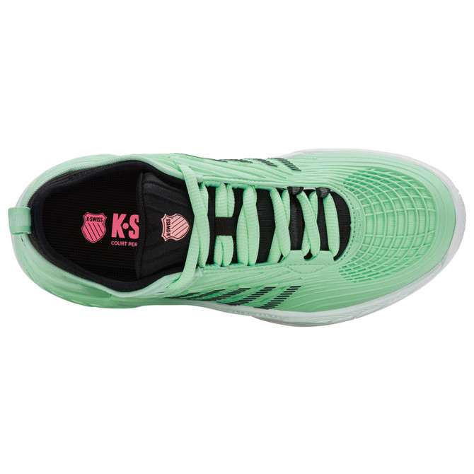 K-Swiss Women's Hypercourt Supreme 2 Tennis Shoe (Neon Mint/Black/White).