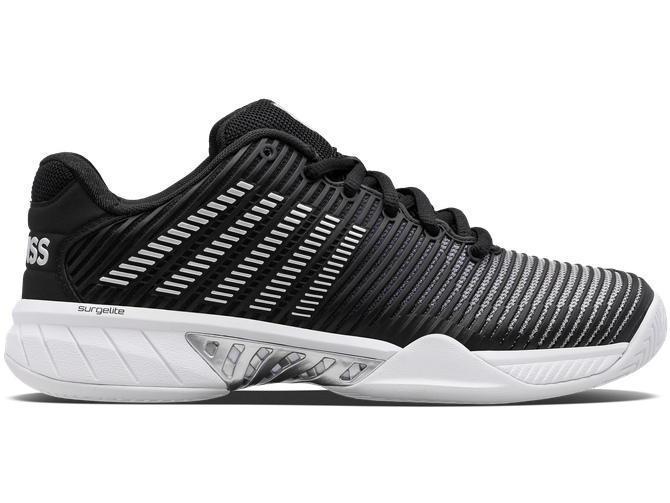 K-Swiss Women's Hypercourt Express 2 Tennis Shoe (Black/White/Silver)
