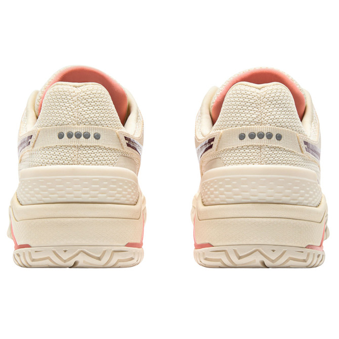 Diadora Women's Blushield Torneo 3 All Ground Tennis Shoe. (Whisper White/Maroon Banner/Desert Flower)