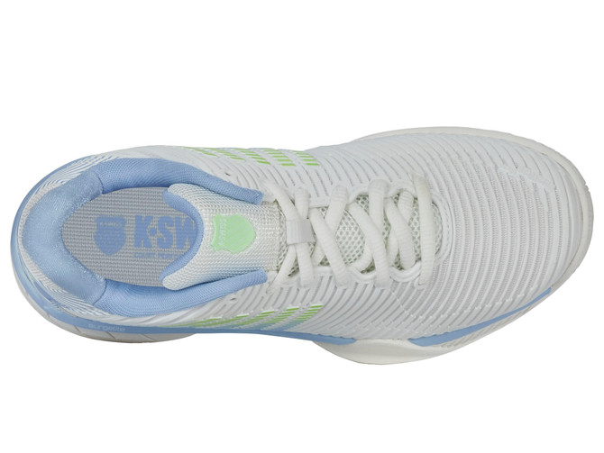 K-Swiss Women's Hypercourt Express 2 Tennis Shoe (Lucent White/Dutch Canal/Paradise Green)