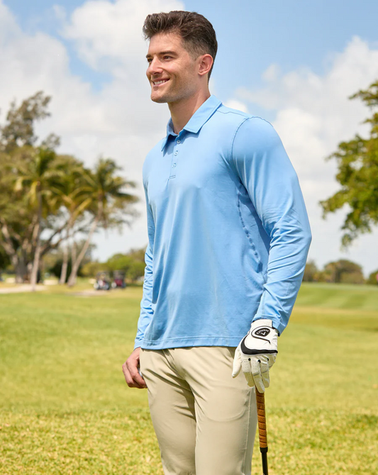 BloqUV Men's UPF 50+ Sun Protection Collared Long Sleeve Active Top