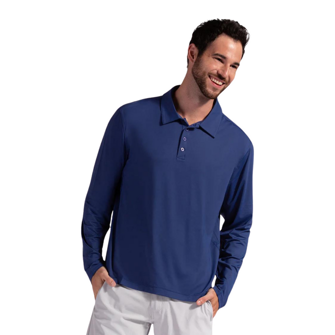 BloqUV Men's UPF 50+ Sun Protection Collared Long Sleeve Active Top