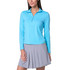 Lucky in Love Women’s Free Play Zip Long Sleeve Top – UPF 50+ LUV Lightweight Mock Neck Athletic Shirt with Mesh Panels   