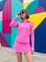 Lucky in Love Women’s Free Play Zip Long Sleeve Top – UPF 50+ LUV Lightweight Mock Neck Athletic Shirt with Mesh Panels   
