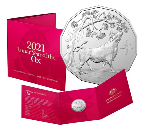 2021 50c Year of the Ox Tetra-decagon Uncirculated Coin