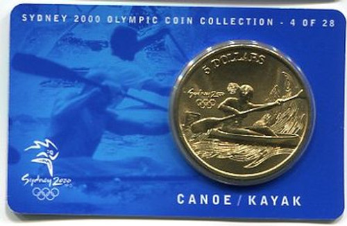 2000 $5 Sydney Olympics Carded Coin – Canoe/Kayak 4 Of 28