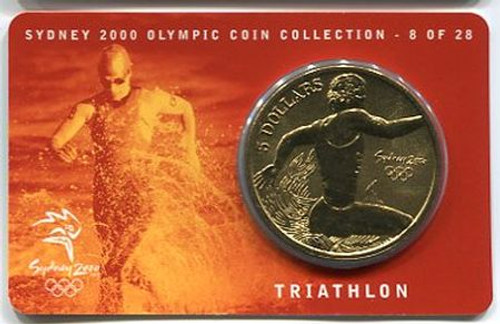 2000 $5 Sydney Olympics Carded Coin – Triathlon 8 Of 28