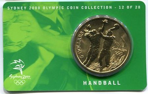2000 $5 Sydney Olympics Carded Coin – Handball 12 Of 28