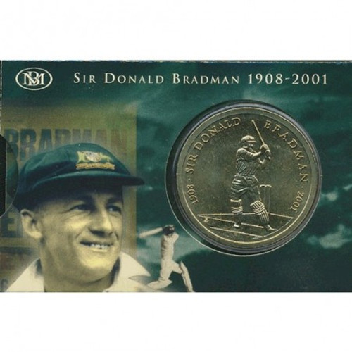 2001 $5 SIR DONALD BRADMAN UNCIRCULATED COIN IN CARD