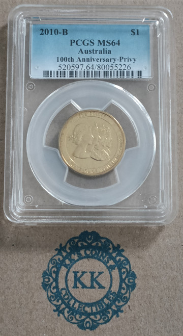 2010 $1 100 Years of Australian Coinage - "B" Privy PCGS MS64 2010 $1 100 Years of Australian Coinage - "B" Privy PCGS MS64