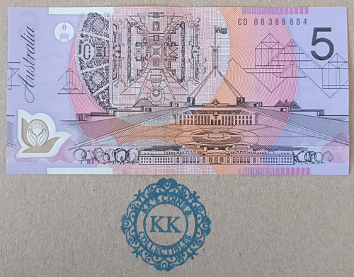 2008 Australia $5 CD08 388884 Semi Solid  Banknote 