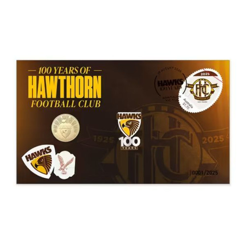 2025 100 Years of Hawthorn Football Club PIN and $1 PNC 2025 100 Years of Hawthorn Football Club PIN and $1 PNC