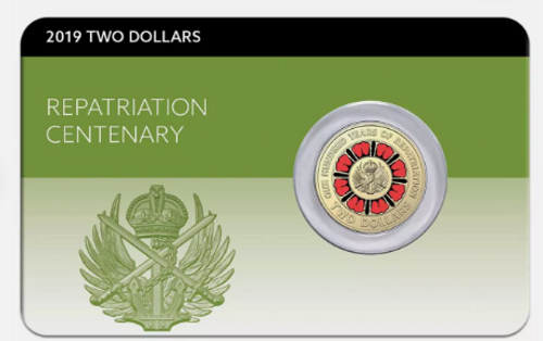 2019 Repatriation Centenary $2 Coin in card 2019 Repatriation Centenary $2 Coin in card
