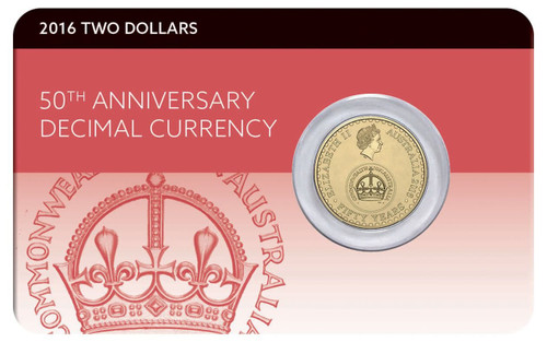 2016 50th Anniversary of Decimal Currency $2 Coin in card 2016 50th Anniversary of Decimal Currency $2 Coin in card