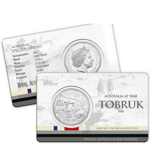 2015 Australia at War - Tobruk 50 Cent coin in card