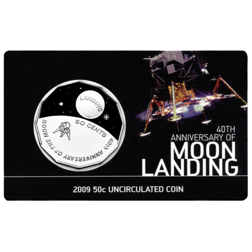 2009 40th Anniversary of Moon Landing 50 Cent coin in card 2009 40th Anniversary of Moon Landing 50 Cent coin in card