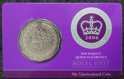 2006 Royal Visit 50 Cent coin in card 2006 Royal Visit 50 Cent coin in card