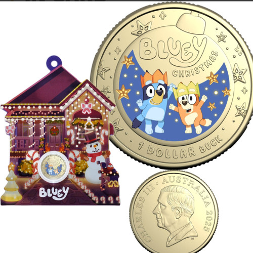 2025 Bluey Christmas $1 coin in card 2025 Bluey Christmas $1 coin in card