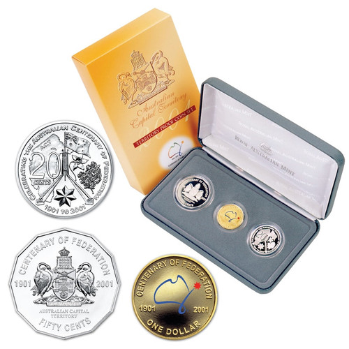 2001 Centenary of Federation ACT 3 Coin Proof Set
