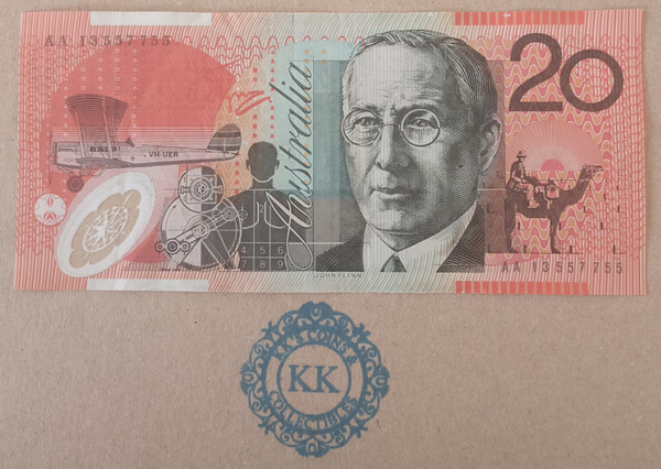 2013 Australia $20 First Prefix 6 Digit RADAR Banknote AA13 557755 2013 Australia $20 First Prefix 6 Digit RADAR Banknote AA13 557755