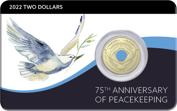 2022 75th Anniversary of Peacekeeping $2 Coloured Coin in card