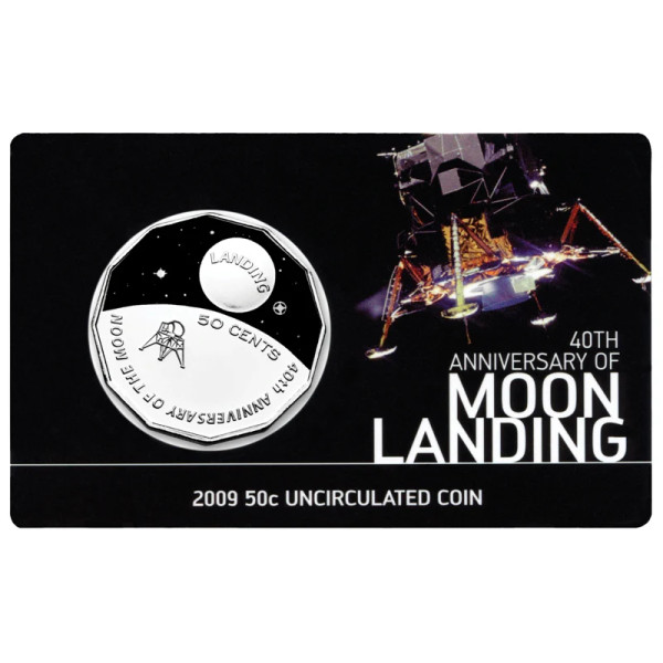 2009 40th Anniversary of Moon Landing 50 Cent coin in card