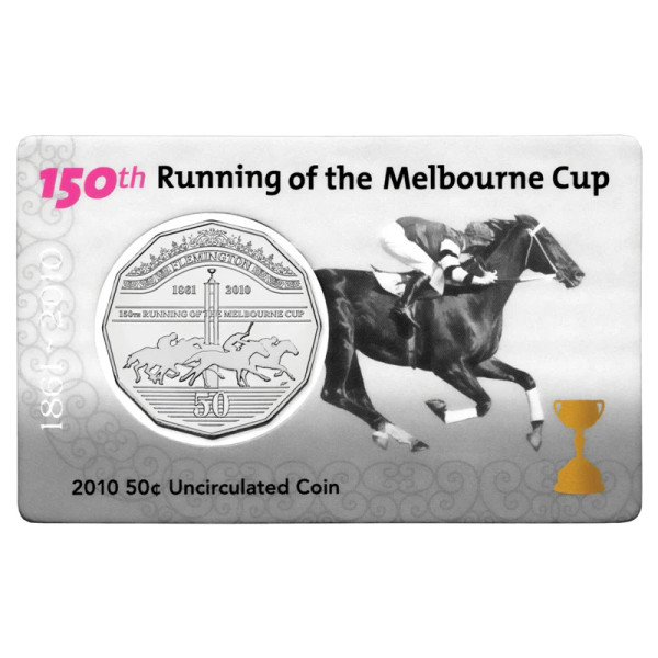 2010 150th Running of Melbourne Cup 50 Cent Coin in card