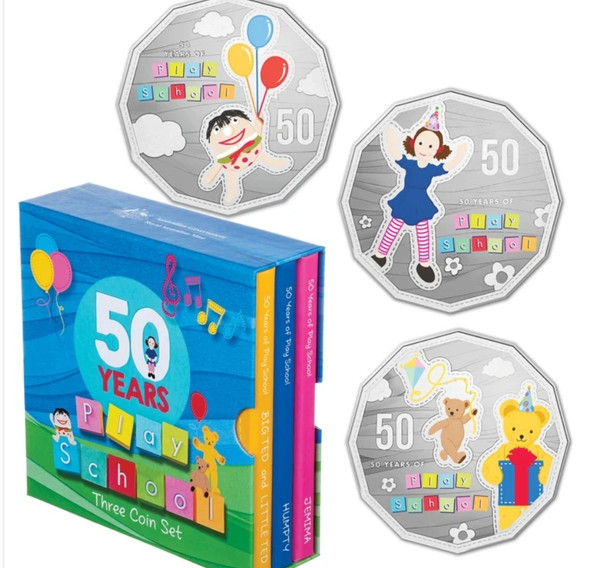 2016 50th Anniversary of Play School 50 cent - 3 Coin Set
