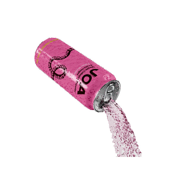 JOA Vegan Collagen Booster Red Berries, bevanda probiotica con vitamina C, zinco e rame per la salute della pelle, lattina da 330 ml con colture vive di Bacillus coagulans e gusto fragola e lampone, bevanda di bellezza ipocalorica prodotta in Francia, design rosa e rosso con nutrienti vegani a supporto del collagene, bevanda funzionale per la salute di capelli, pelle e unghie