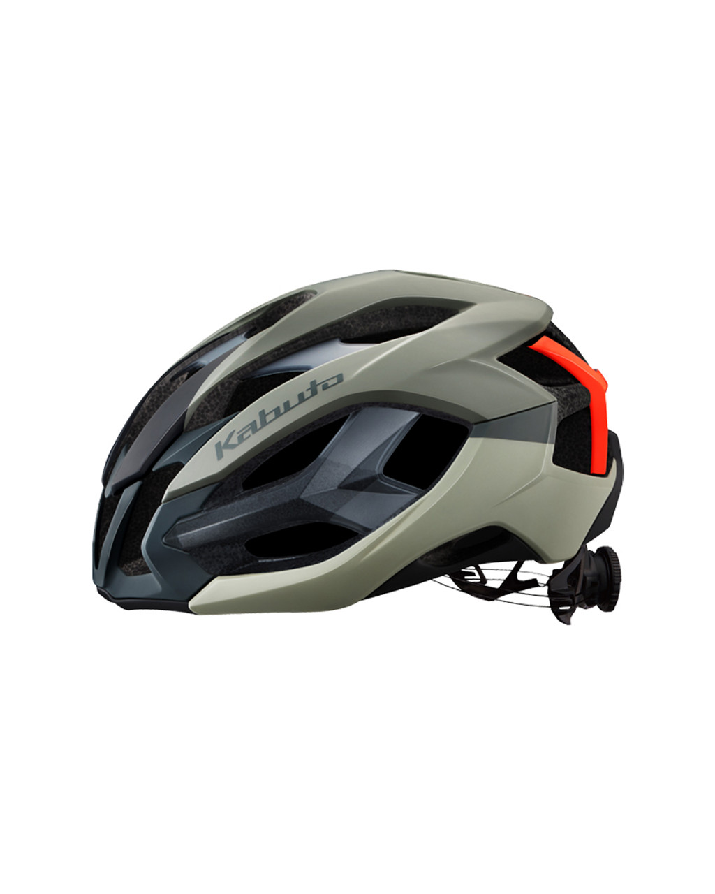 olive and orange bike helmet