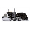 First Gear Peterbilt  Model 379 with 36" Flat Top Sleeper & Manac Bottom Dump Trailer 60-1614 Black/Black *Pre-Order*