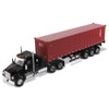 Diecast Masters Kenworth T880 SFFA 40" Sleeper Tandem Tractor in Metallic Black with 40' Dry Goods Sea Container and Chassis 1/50 71060