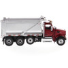 Diecast Masters Peterbilt 567 Tandem Truck with Pusher Axle in Metallic Red with Ox Bodies Stampede Dump Bed 1/50 71077