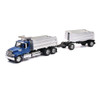 New Ray Freightliner 114SD Twin Dump Truck - Blue and Chrome Long Haul Trucker 1:32
