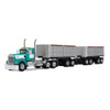 DCP Kenworth W900A Day Cab & 22’ Dual End Dump Trailers Turquoise/White 1/64 60-2281