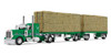 DCP by First Gear Peterbilt Model 389 & 28.5' Utility Dual Flatbed Trailers with Hay Load – Big Rigs Series II #7 - Alfalfa Crusier, 1:64 Scale