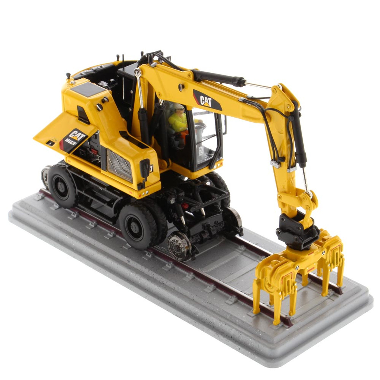 Diecast Masters Caterpillar M323F Railroad Wheeled Excavator Safety Yellow  1/50 Scale 85661