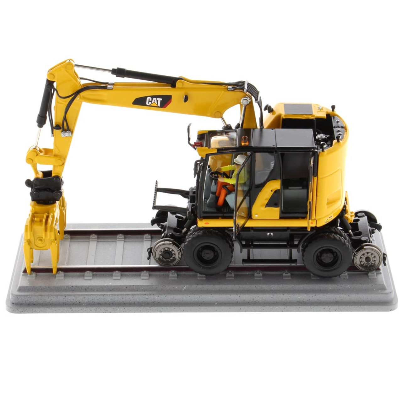 Diecast Masters Caterpillar M323F Railroad Wheeled Excavator Safety Yellow  1/50 Scale 85661