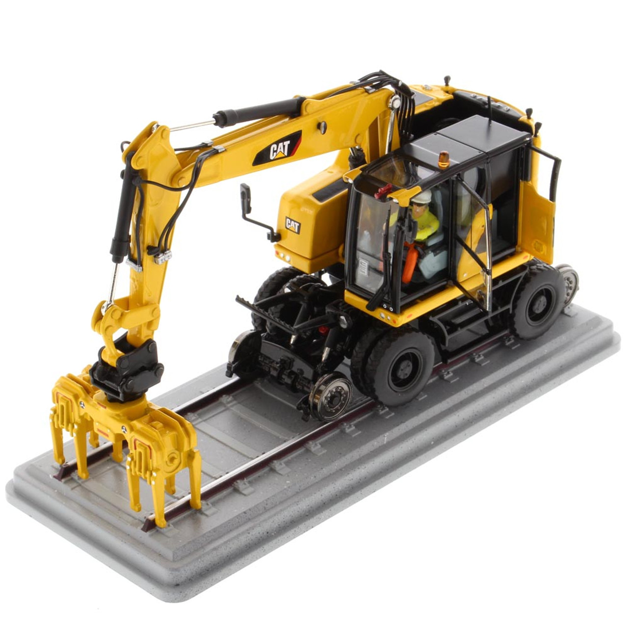 Diecast Masters Caterpillar M323F Railroad Wheeled Excavator Safety Yellow  1/50 Scale 85661